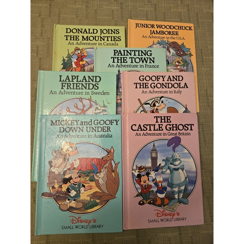 Vintage Disney Book Small World Library Adventure Lot of 7 Hardcover Classic Set